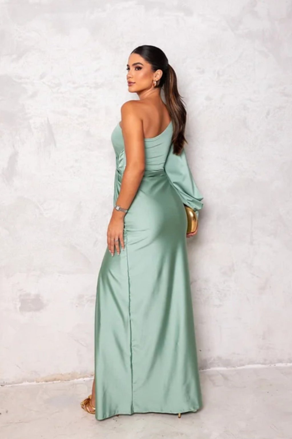 Araceli | Satiny Dress with One Strap
