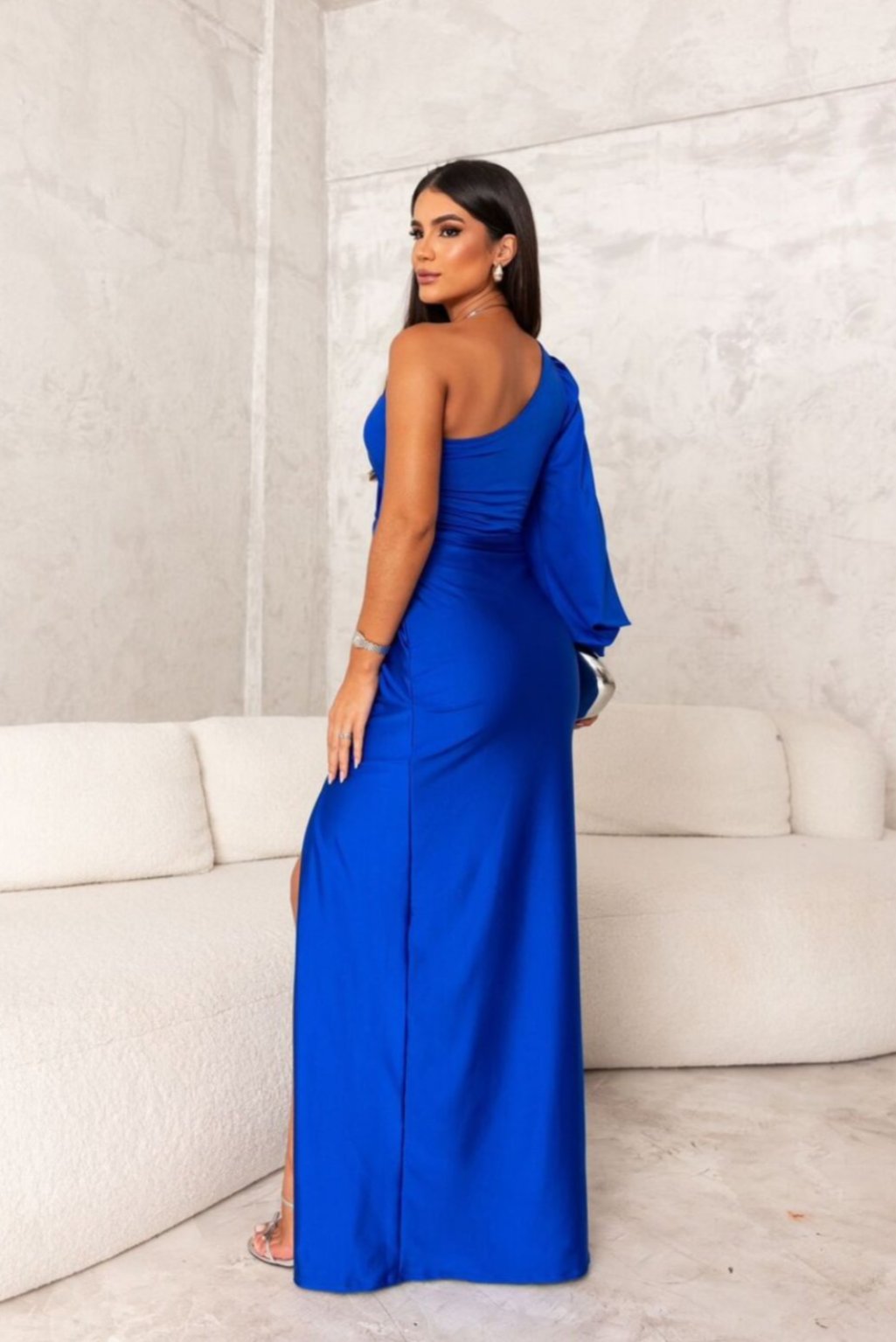 Araceli | Satiny Dress with One Strap
