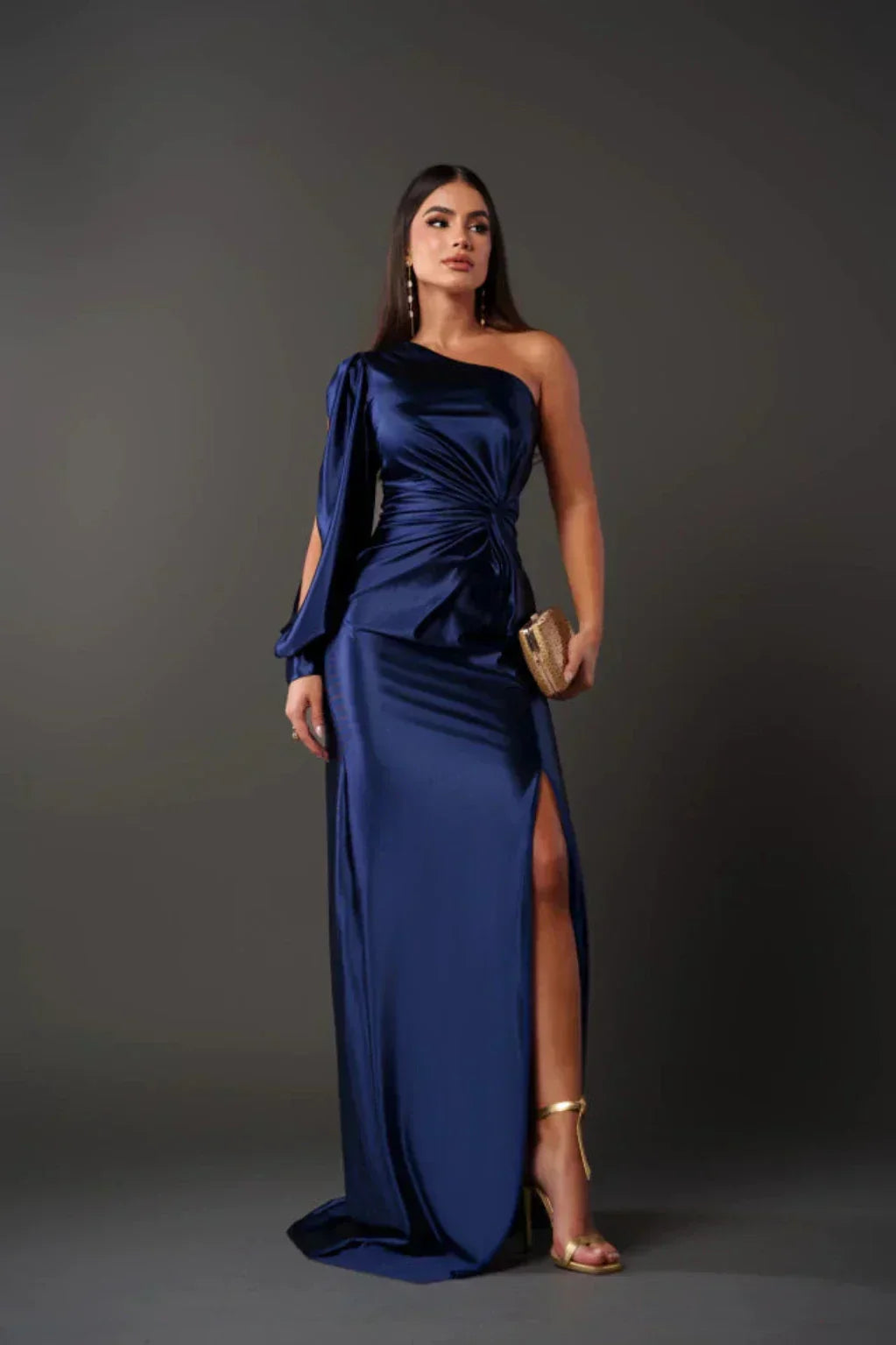 Araceli | Satiny Dress with One Strap