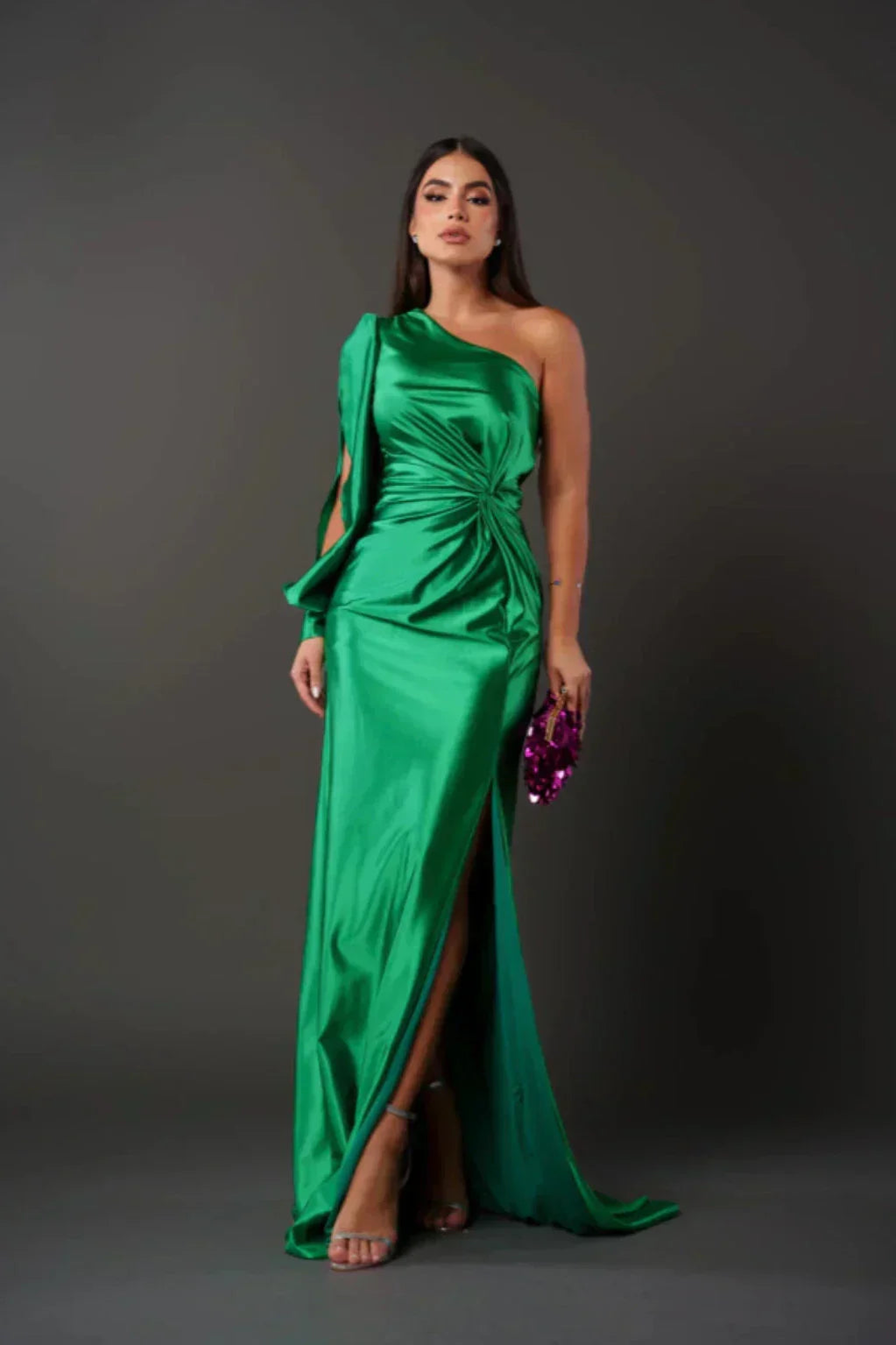 Araceli | Satiny Dress with One Strap