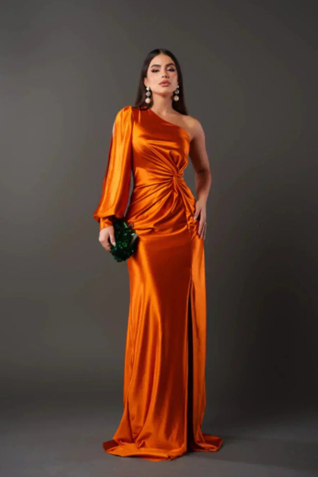 Araceli | Satiny Dress with One Strap