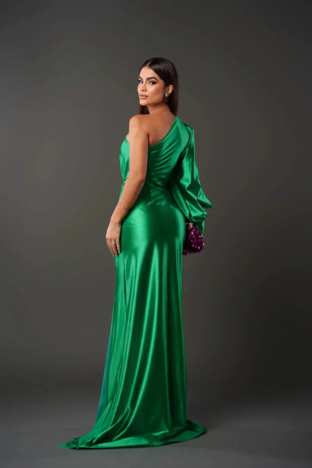 Araceli | Satiny Dress with One Strap