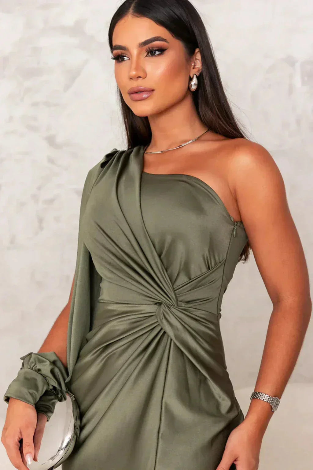 Araceli | Satiny Dress with One Strap