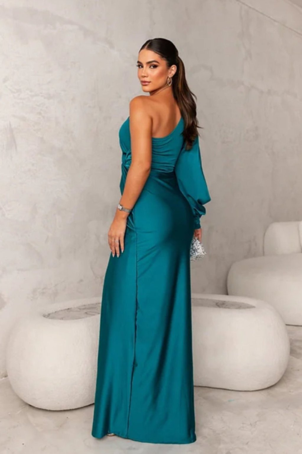 Araceli | Satiny Dress with One Strap