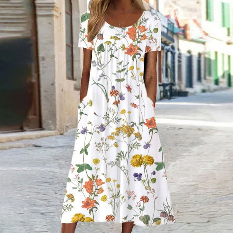 Isaura™ | Boho Stiliaus Gėlėta Suknelė su Pilvo Apsauga