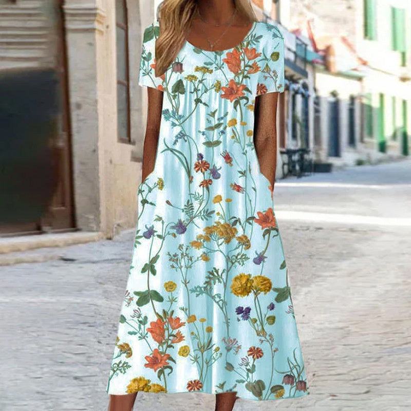 Isaura™ | Boho Stiliaus Gėlėta Suknelė su Pilvo Apsauga