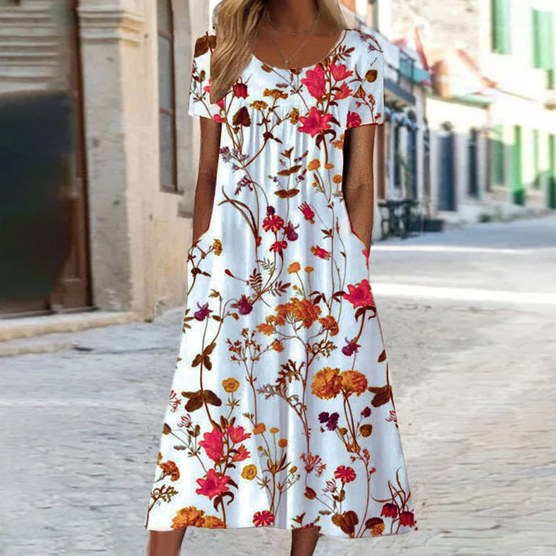 Isaura™ | Boho Stiliaus Gėlėta Suknelė su Pilvo Apsauga