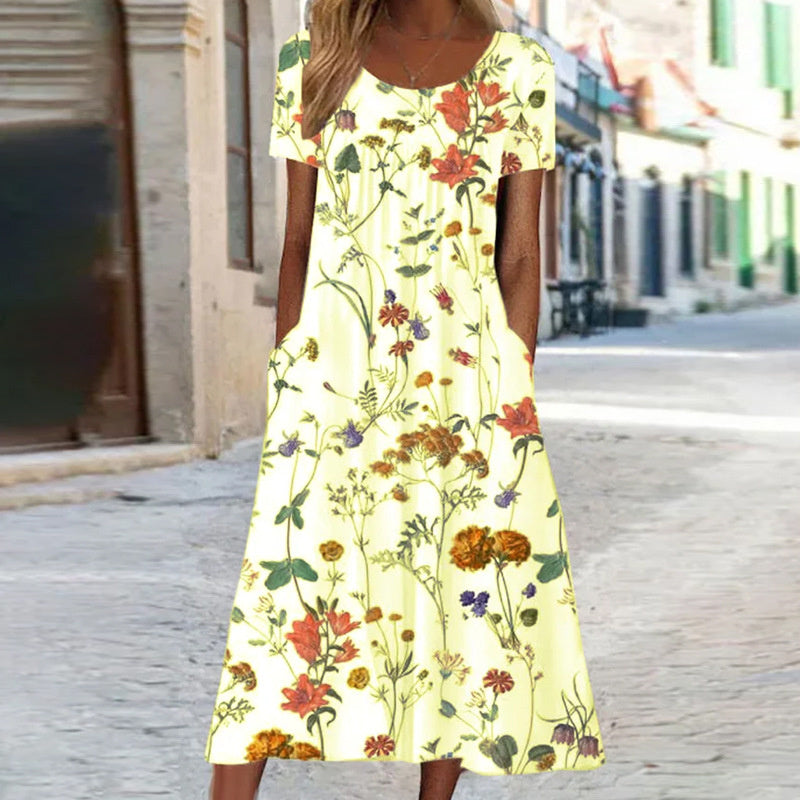 Isaura™ | Boho Stiliaus Gėlėta Suknelė su Pilvo Apsauga
