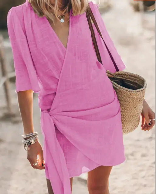 Angelin™ | V-Neck Linen Dress