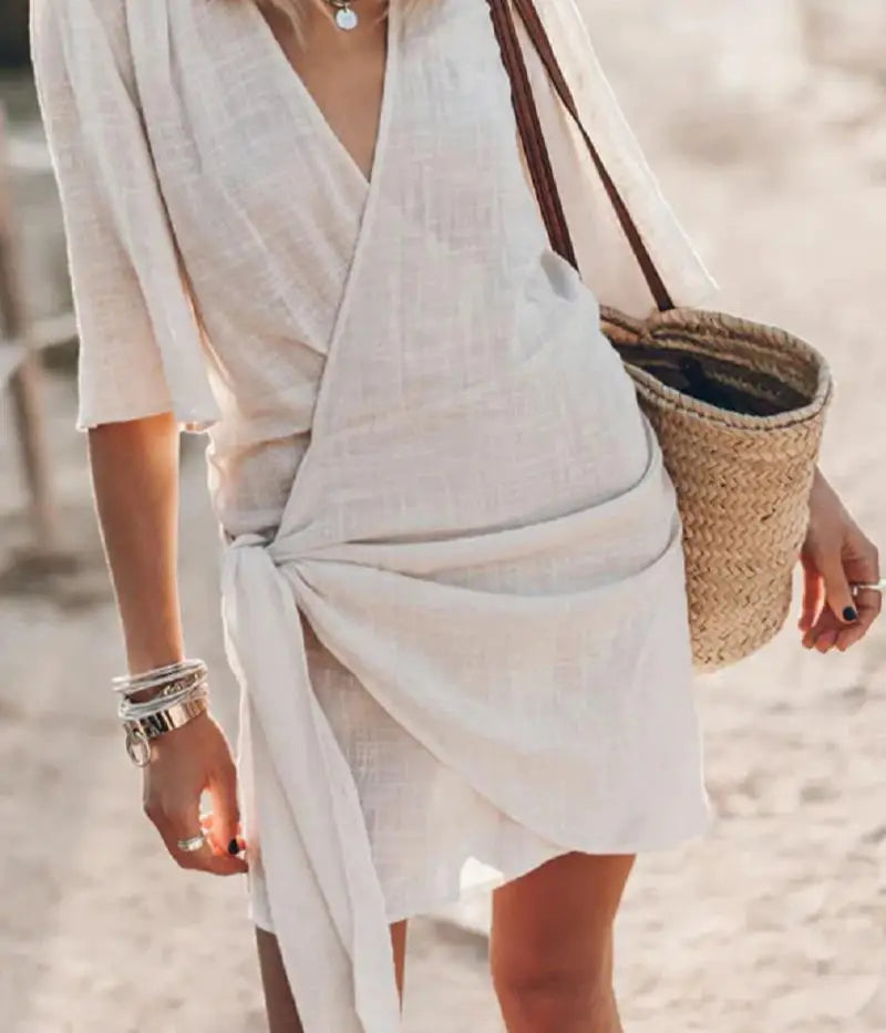 Angelin™ | V-Neck Linen Dress