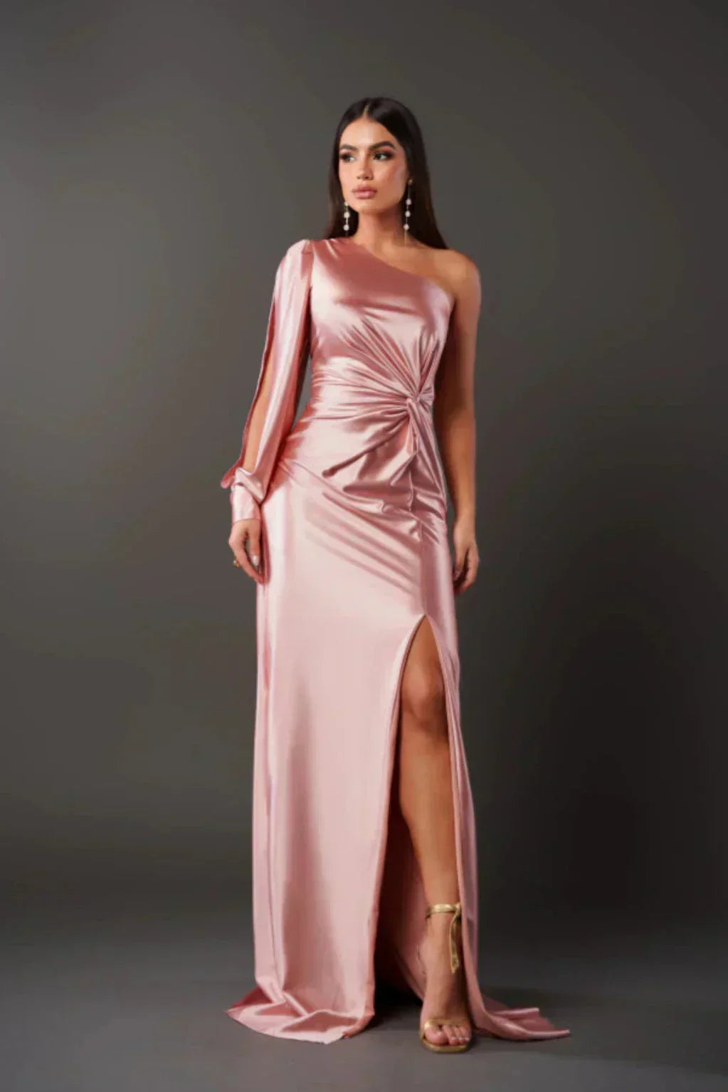 Araceli | Satiny Dress with One Strap