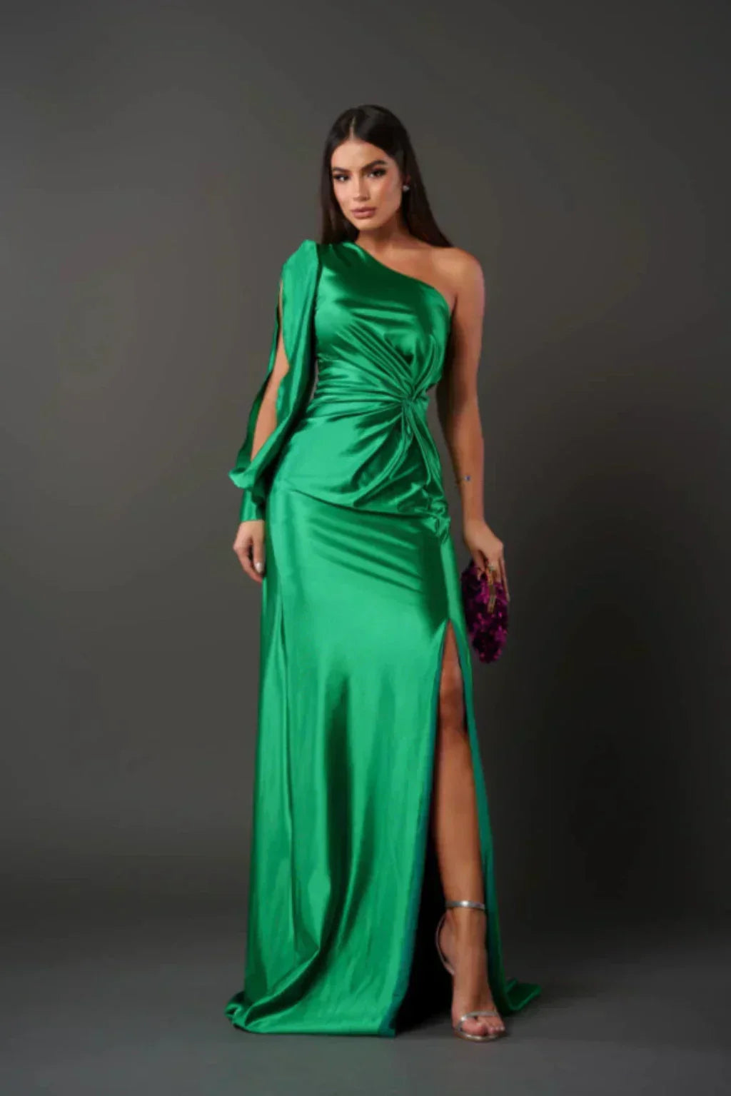 Araceli | Satiny Dress with One Strap
